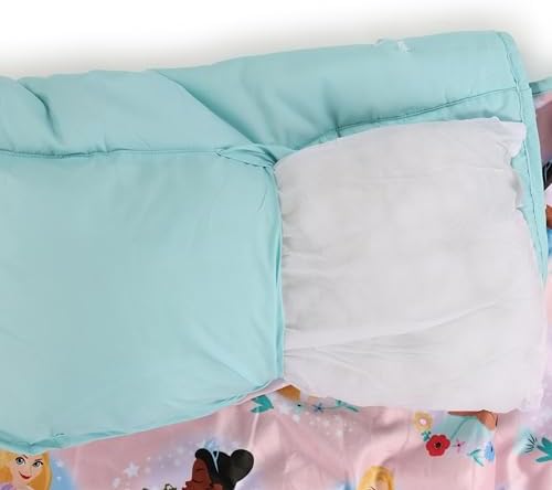 Jay Franco Toddler Nap Mat with Built-in Pillow and Blanket - Soft 46 x 20-inch Microfiber Kids Sleeping Bag for School or Sleepover, Pink - Disney Princess