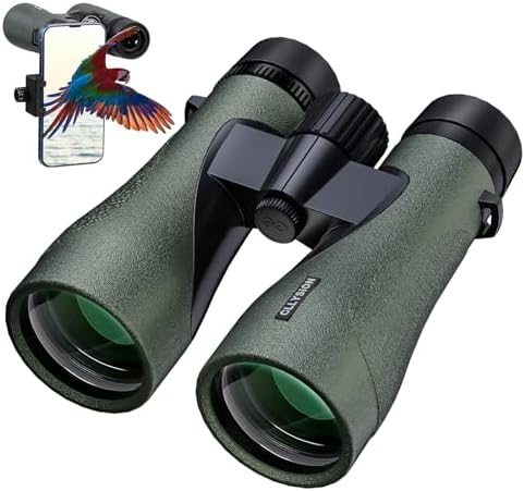 12X50 Professional Binoculars for Adults High Power with Phone Adapter, HD Binoculars with BaK4 prisms, Super Bright Lightweight & Waterproof Binocular Perfect for Bird Watching, Hunting, Stargazing