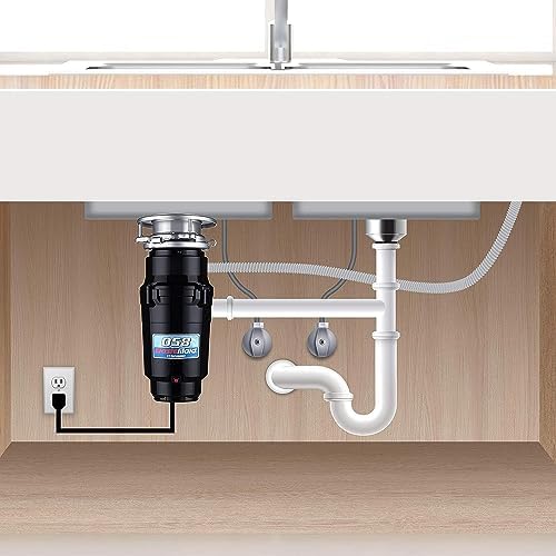 Waste Maid 10-US-WM-058-3B Garbage Disposal Anti-Jam Stainless Steel Food Waste Grinding System, 1/2 HP Economy, Black