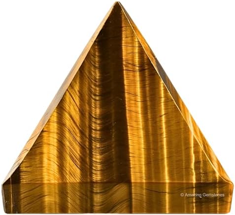 Amazing Gemstone Tiger Eye Pyramid Crystal Healing Stones - 2" Great Pyramid Figurine of Natural Stone Pyramid for Meditation, Reiki, Chakra Balancing and Crystal Pyramids Grid