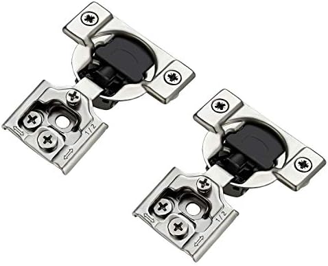 Ravinte 60 Pack (30 Pairs) 1/2 Inch Overlay Soft Close Hinges for Kitchen Cabinets - Satin Nickel Hidden Concealed Hinge, Stainless Steel, Self Closing