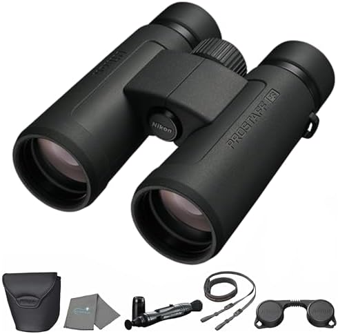 Nikon Prostaff P3 10x30 (16775) Black Binoculars Bundle with Lens Pen, and Cloth - High Powered Compact Adult Binoculars for Hunting, Bird Watching, and Hiking Essentials, Zoom Lightweight Travel
