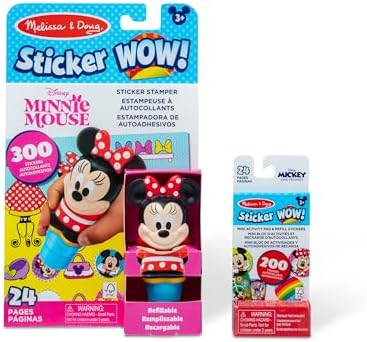 Melissa & Doug Sticker Wow!™ Disney Minnie Mouse Bundle: 24-Page Activity Pad, Stamper, 500 Stickers, Mini Pad, Arts and Crafts Fidget Toy Collectible Character