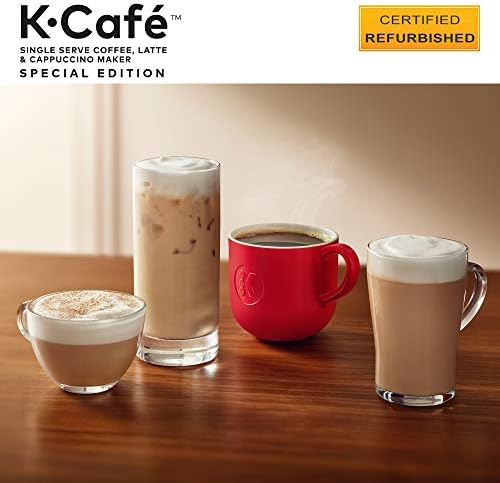 Keurig K-Cafe Special Edition Coffee Maker, Single Serve K-Cup Pod Coffee, Latte and Cappuccino Maker, Comes with Dishwasher Safe Milk Frother, Coffee Shot Capability, Nickel (Renewed)