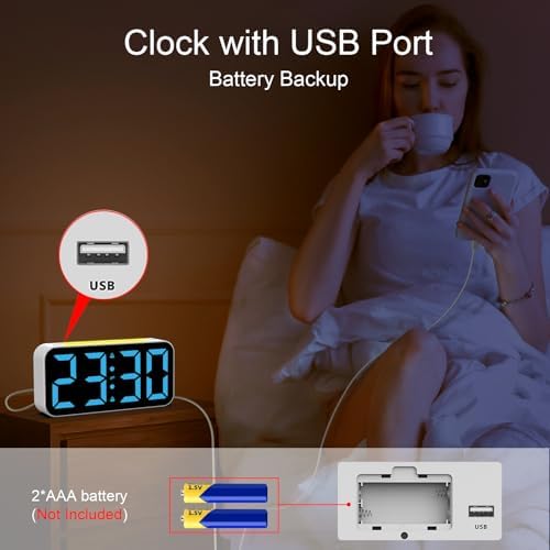 Loud Alarm Clocks for Bedrooms Heavy Sleepers, Digital Clock with Night Light, Large Display, Dual Alarm, Snooze, Dimmable Bedside Alarm Clock for Kids Teens Boys Girls