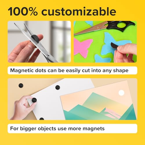 X-bet MAGNET Hyper-Sticky Magnets with Adhesive Backing - (0.8'' x 0.08'', 320 pcs) Strong Magnetic Dots for Whiteboard, Fridge, Crafts - Easy-to-Cut Stickers for Planning and Organization