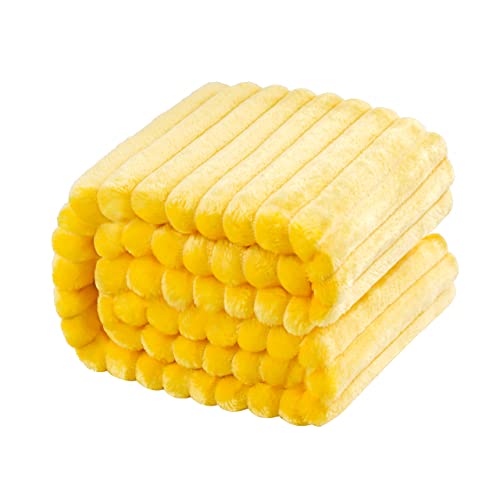 NTBAY Plush Flannel Oversized Baby Blanket, 50X60 Inches Soft and Warm Toddler Blanket with Striped Texture Nursery Bed Blanket for Stroller, Crib, Travel, Baby Gift, 50"x60", Yellow