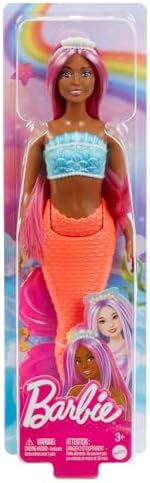 Barbie Mermaid Doll with Magenta Fantasy Hair & Headband Accessory, Curvy Body Type with Shell-Inspired Bodice & Tropical Red Tail