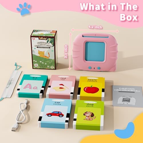 Toddler Toys Bilingual English and Spanish Talking Flash Cards for 1 2 3 4 5 6 Year Old Boys and Girls, Autism Sensory Toys for Autistic Children, Learning Educational Speech 250 Sight Words