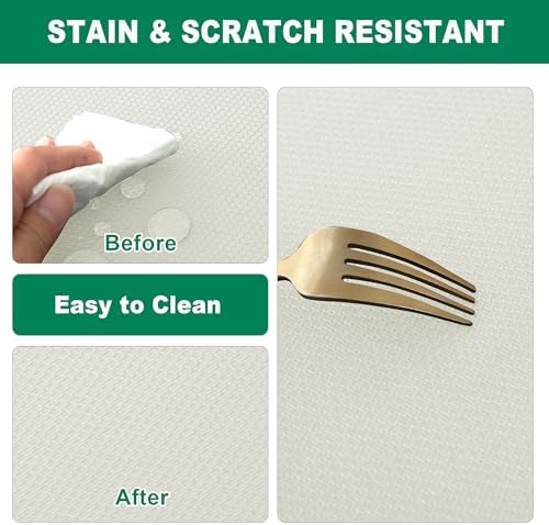 Biscaynebay Textured Fabric Round Tablecloths 90", Ivory Water Resistant Washable Table Cloths Circle Folding Table Covers Linen for Dining, Kitchen, Wedding, Parties etc