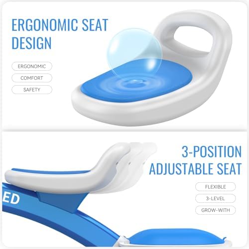 SEREED Colorful Lighting Toddler Tricycle for 2-5 Years Old Boys Girls, Adjustable Seat&Handlebar Trike, Removable Basket, Birthday Gift Idea for Kids Ages 2+ (Blue)