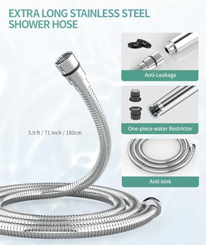 Filtered Shower Head with Handheld, High Pressure 9 Spray Mode Chrome Showerhead with Filters,detachable shower head,Water Softener Filters Beads for Hard Water -Remove Chlorine
