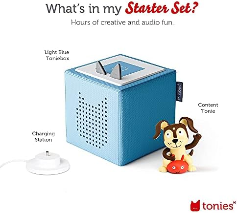 Toniebox Audio Player Starter Set with Playtime Puppy - Listen, Learn, and Play with One Huggable Little Box - Light Blue