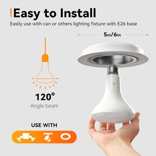 TJOY 12 Pack BR30 Flood Light Bulb Indoor, 65W Equivalent Dimmable Led Recessed Lights Bulb, 2700K Soft Warm White, E26 Base Bulbs for Kitchen Ceiling, Recessed Can, Replacement Incandescent, 9W,800LM