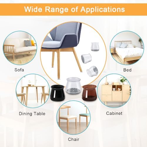 32pcs Black Chair Leg Floor Protectors,Bar stools Leg Protectors Caps,Dining Room Chair Leg Protectors for Hardwood Floors, Chair Leg Covers Silicone Felt Furniture Pads (Small fit: 0.9'' - 1.29'')