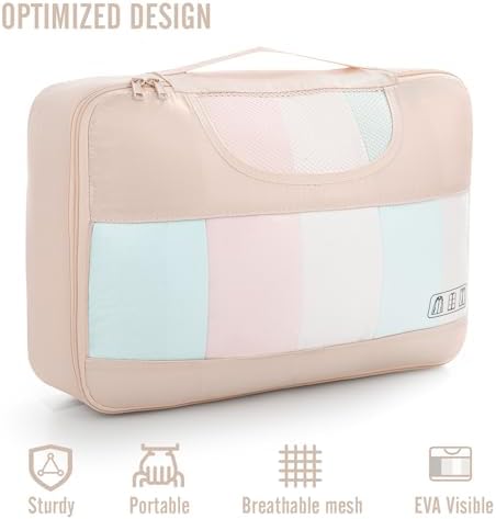 Veken 8 Set Packing Cubes for Travel, Beach Vacation Essentials Accessories for Cruise Ship, Suitcase Organizer Bags for Luggage with Hanging Toiletry & Shoe Bag, Birthday Gifts for Women Mom Her