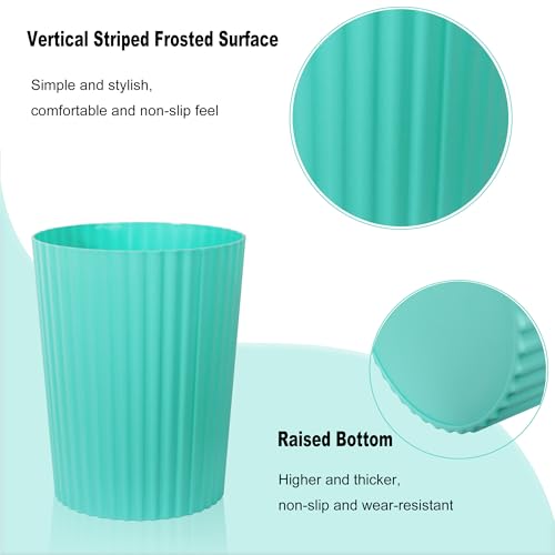 JiatuA Small Trash Can Plastic Wastebasket Round Garbage Container Bin for Bathroom, Kitchen, Bedroom, Home Office, College Dorm, Light Blue
