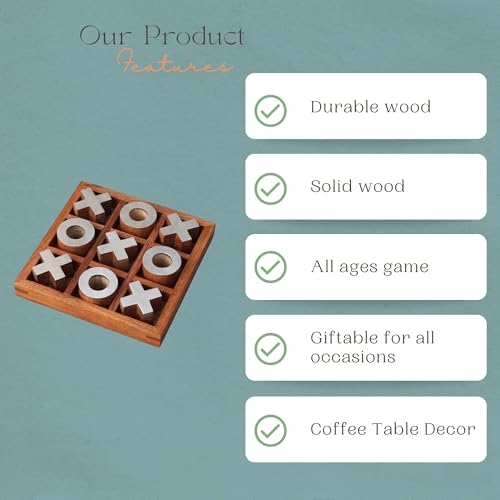 T one wooden Tic Tac Toe Game | board games for adults | Table Top Living Room Decor Fun family Games | board games for family night | board games for kids (Design-1)