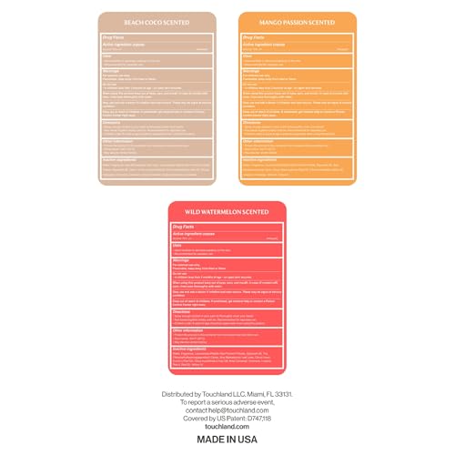 Touchland Power Mist Hydrating Hand Sanitizer Spray, TROPICAL Trio Set (Mango Passion, Beach Coco, Watermelon), 1 FL. OZ. Travel Size (Set of 3)