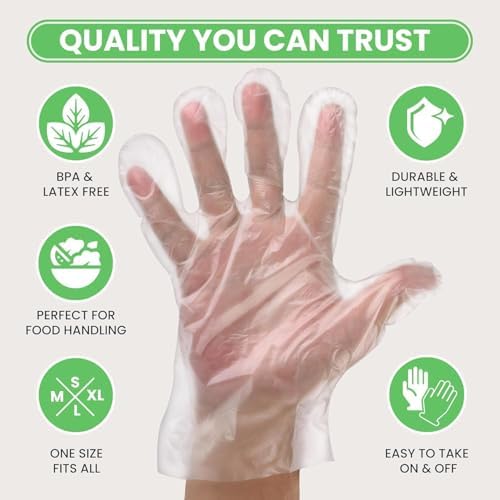 Keppi 1200 pcs Disposable Gloves - BPA & Latex Free - Gloves Disposable Latex Free - For Food Handling - Food Safe - For Cooking - Bulk Purchase - Great Fit - Plastic