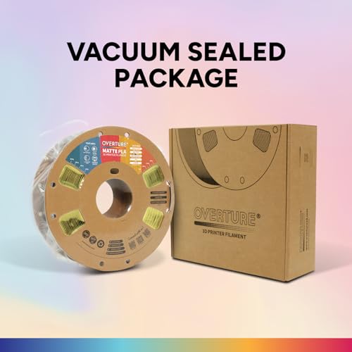 OVERTURE Matte PLA 3D Printer Filament 1.75mm, Matt Surface & Low Warping Filament 1kg Spool (2.2 lbs), Accuracy +/- 0.02 mm, Fit Most FDM Printers (Matte Yellow)