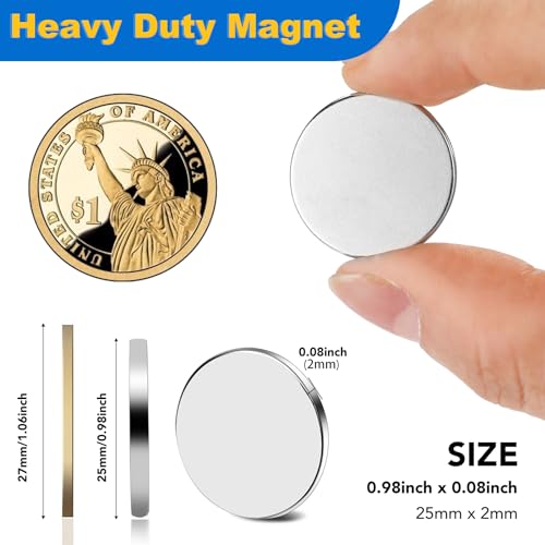 LOVIMAG Neodymium Disc Magnets - 5 Pack Small Strong Heavy Duty Magnets, Adhesive for Fridge, Craft, Whiteboard, Office, Scientific & DIY - 0.98 in x 0.08 in