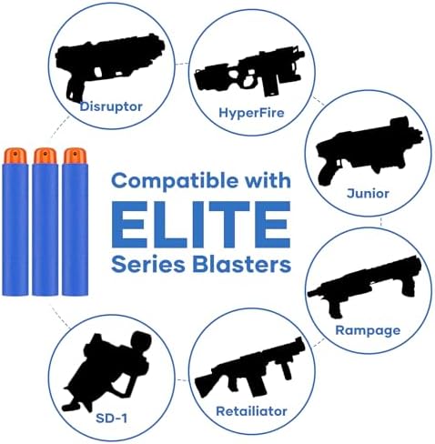 300 Darts Fits for Nerf Elite Blasters, Compatible with Disruptor, Strongarm etc. Elite Blasters, with a Target Fits for Nerf Blasters, Blue, 0.4in