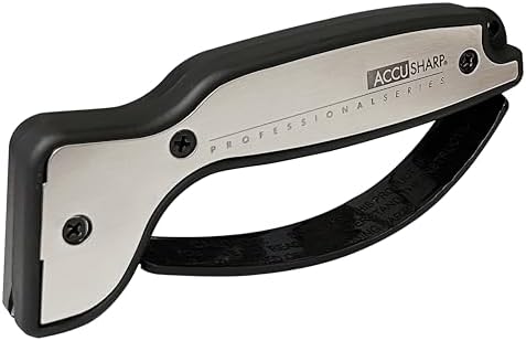 AccuSharp Knife Sharpener, Ergonomic Comfortable Handle, Compact & Easy to Use, Restore and Hone Straight & Serrated Knives, White & Black