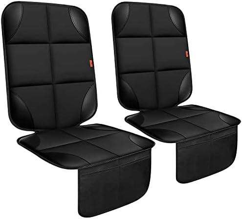 Car Seat Protector 2 Pack Car Seat Cushion Mat Thickest Padding,Waterproof 600D Fabric Car Seat Covers for Non-Slip Backing Mesh Pockets for Baby and Pet (Black, 2 Pack)