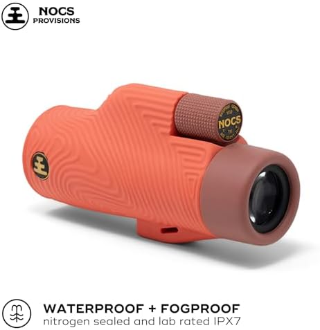 Nocs Provisions Field Tube 8x32 Waterproof Monocular, 8X Magnification Telescope, Bak4 Prism, Wide Field of View for Bird Watching, Backpacking & Wildlife Viewing - Coral Red