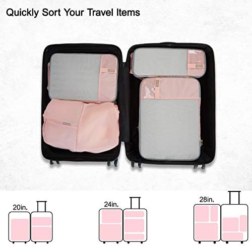 BAGSMART 6 Set Compression Packing Cubes - Lightweight Travel Essentials, Durable Luggage Organizer