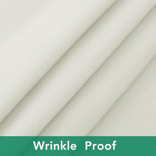 Biscaynebay Textured Fabric Round Tablecloths 90", Ivory Water Resistant Washable Table Cloths Circle Folding Table Covers Linen for Dining, Kitchen, Wedding, Parties etc