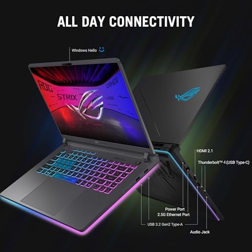 ASUS ROG Strix G16 (2025) Gaming Laptop, 16” FHD+ 16:10 165Hz/3ms Display, NVIDIA® GeForce RTX™ 5060 Laptop GPU, Intel® Core™ i7 Processor 14650HX, 16GB DDR5, 1TB Gen 4 SSD, Wi-Fi 7, Windows 11 Home