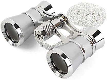 Aomekie Opera Glasses Binoculars 3X25 Theater Glasses Mini Binocular Compact with Chain for Adults Women in Musical Concert(Silver)