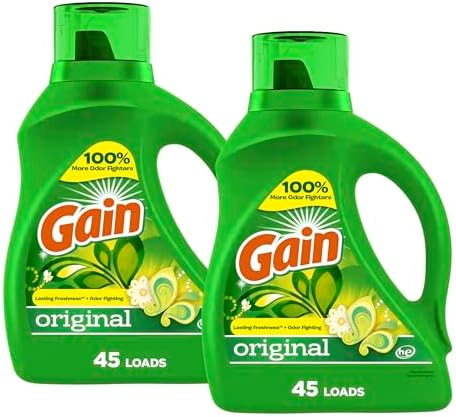 Gain Laundry Detergent Liquid Soap Plus Aroma Boost, Original Scent, HE Compatible, 90 Loads Total, 65 Fl Oz (Pack of 2), Gain Laundry Detergent, Liquid Laundry Detergent