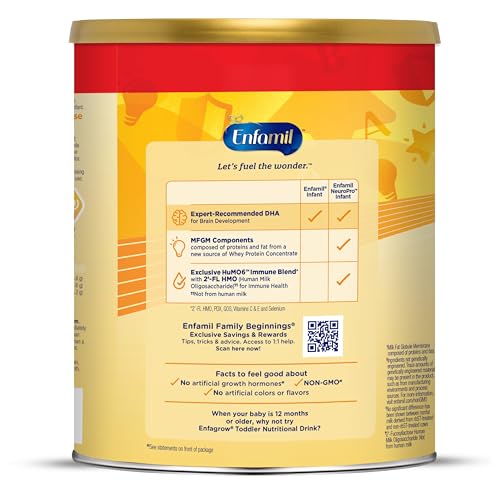 Enfamil NeuroPro Baby Formula, MFGM* 5-Year Benefit, Expert-Recommended Brain-Building Omega-3 DHA, Exclusive Immune Supporting HuMO6 Blend, Infant Formula Powder, Baby Milk, 28.3 Oz