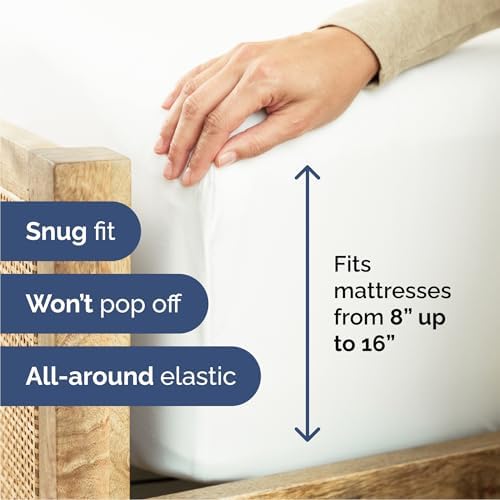 Queen 6 Piece Sheet Set - Cooling Sheets for Hot Sleepers - Hotel Luxury Bedding Set with 8-16 Inch Deep Pockets - 1 Flat & 1 Fitted & 4 Pillowcases - Ultra Soft, Easy Care and Wrinkle Free - White