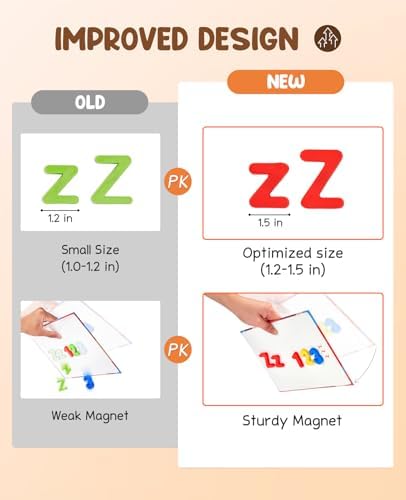 JoyCat 104 Pieces Magnetic Letters Numbers Alphabet Fridge Magnets ABC 123 Preschool Educational Learning Plastic Colorful Toy Set Uppercase Lowercase Math Symbols for Toddlers Kids