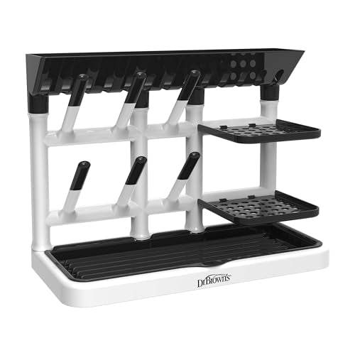 Dr. Brown's Drying Tower, Stand-Up Drying Rack, Countertop Baby Bottle Drying with Organized Storage for Baby Essentials, Space Saving Vertical Rack