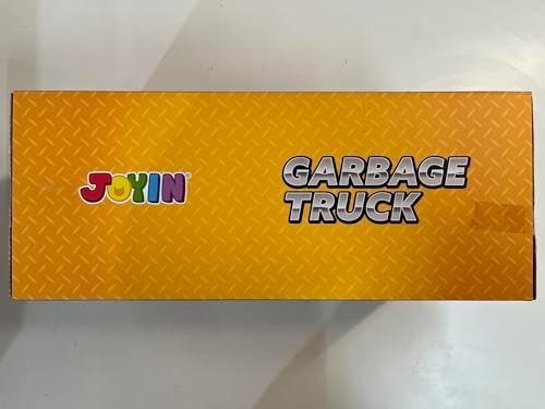 JOYIN Large Friction Powered Garbage Truck Toy Set, Includes Dumpster, Trash Bins, and Learning Cards for Kids, Orange