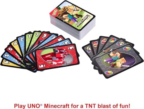 Bundle of Mattel Games UNO Minecraft Card Game with Minecraft-Themed Graphics in a Collectible Tin (Amazon Exclusive) + Mattel Minecraft Transforming Diamond Sword & Pick-Axe Kid-Sized 2-in-1 Toy
