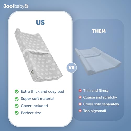 Jool Baby Soft Changing Pad + Washable Cover, Non-Slip - Fits Standard Changing Tables & Dressers (Gray)