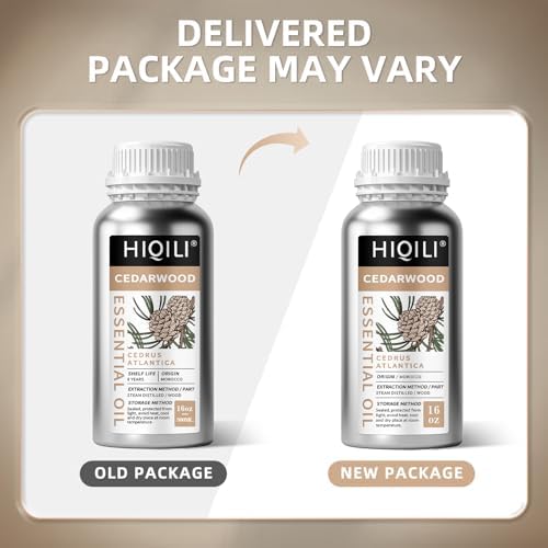 HIQILI 16 Fl Oz Cedarwood Essential Oil, Pure Natural Cedarwood Oil for Hair, Diffuser, Aromatherapy - 500ML