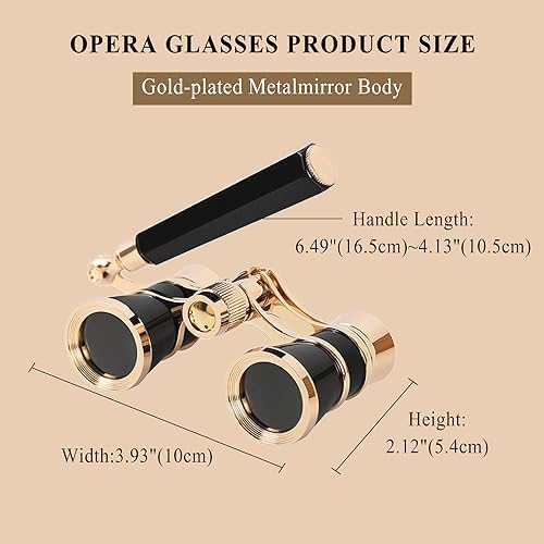 Aroncent Opera Glasses Binoculars 3X25 Compact with Adjustable Handle Theater Glasses, Mini Binocular for Adults Men Women in Opera Musical Concert(Black)