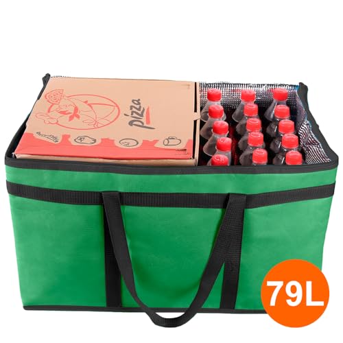 Bodaon Insulated Food Delivery Bag, XXXL Pizza Delivery Bags for Hot and Cold Food, Commercial, Large Capacity Reusable Warming Bag, Catering Cooler Bag for Doordash, Warmers for Parties (Green, 1Pk)