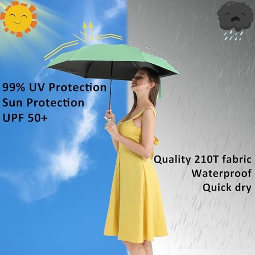 BAODINI Travel Mini Umbrella for Purse With Case Small Compact UV Sun Protection Sun Lightweight Tiny Pocket Umbrella for Women Girls and Men