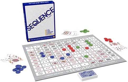 SEQUENCE- Original SEQUENCE Game with Folding Board, Cards and Chips by Jax ( Packaging may Vary ) White, 10.3" x 8.1" x 2.31"