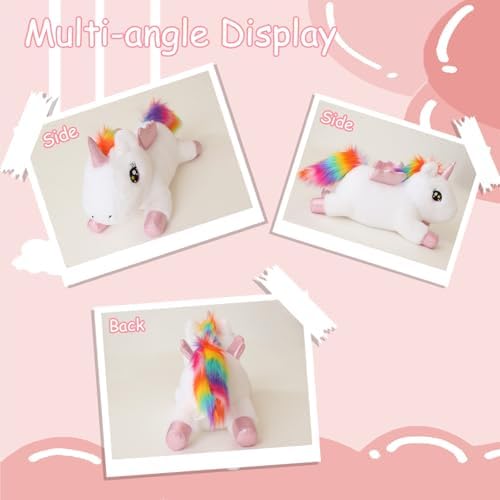 SQEQE Weighted Unicorn Plush, Weighted Unicorn Stuffed Animal, Cute Plushies Soft Pillow Toy Gift for Kids Adults 23.6 Inch, 3.1 Lbs