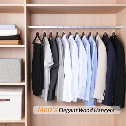 Amazon Basics Durable Wooden Suit Clothes Hangers - Cherry, 20-Pack