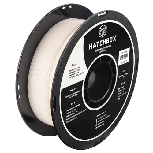 HATCHBOX 1.75mm Natural PLA 3D Printer Filament, 1 KG Spool, Dimensional Accuracy +/- 0.03 mm, 3D Printing Filament